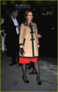 Jessica Alba In Coat And Stockings Arriving At Late Show Pictures