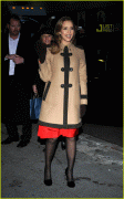 Jessica Alba In Coat And Stockings Arriving At Late Show Pictures