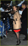 Jessica Alba In Coat And Stockings Arriving At Late Show Pictures
