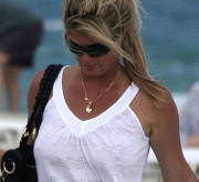 Rachel Hunter braless pokies Miami beach